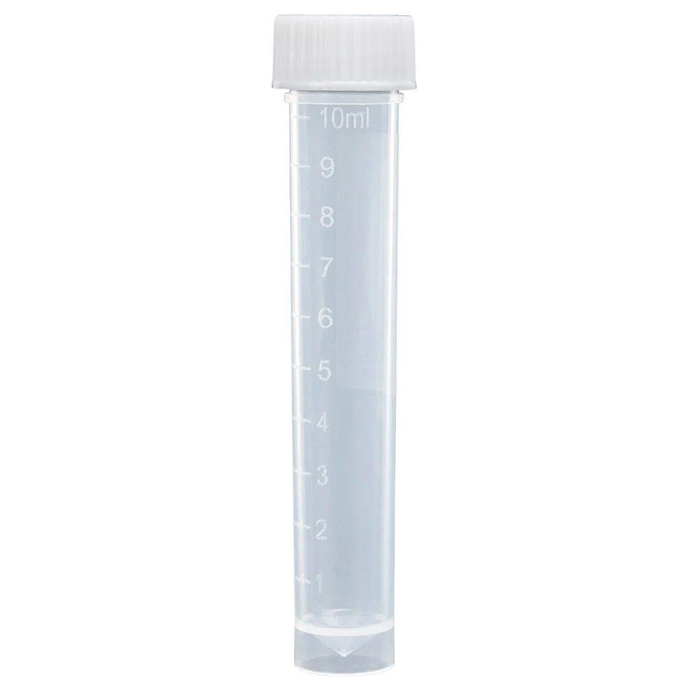 Transport Tube, 10mL, with Separate Red Screw Cap with Hole for Swab, STERILE, PP, Round Bottom, Self-Standing, Bulk Packed, 2 x 500 Tubes/Bag & 1 x 1000