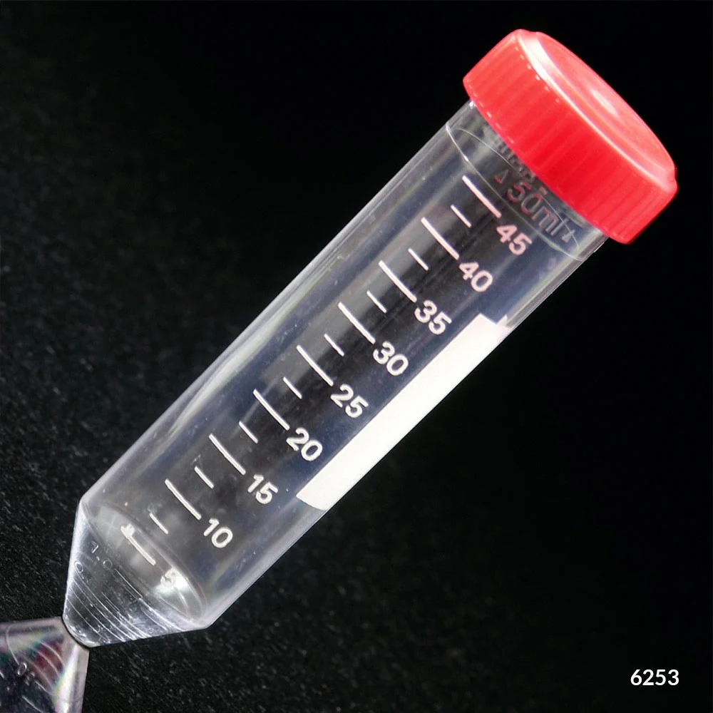 Centrifuge Tube, 50mL, with Separate Red Screw Cap, PS, Printed Graduations
