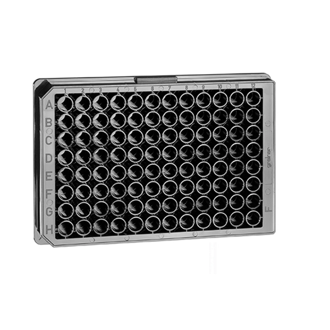 PP-MICROPLATE, BLACK FLAT-BOTT., 96 WELL
