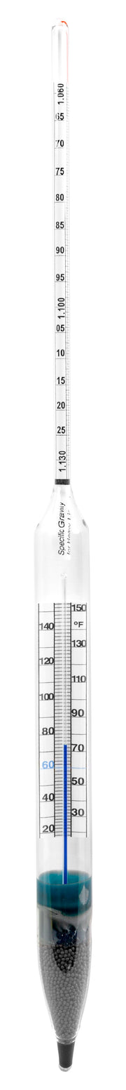 Specific Gravity Hydrometer, with Thermometer, 1.000 to 1.220, 0.002 subdivisions, 305 mm, EA/1