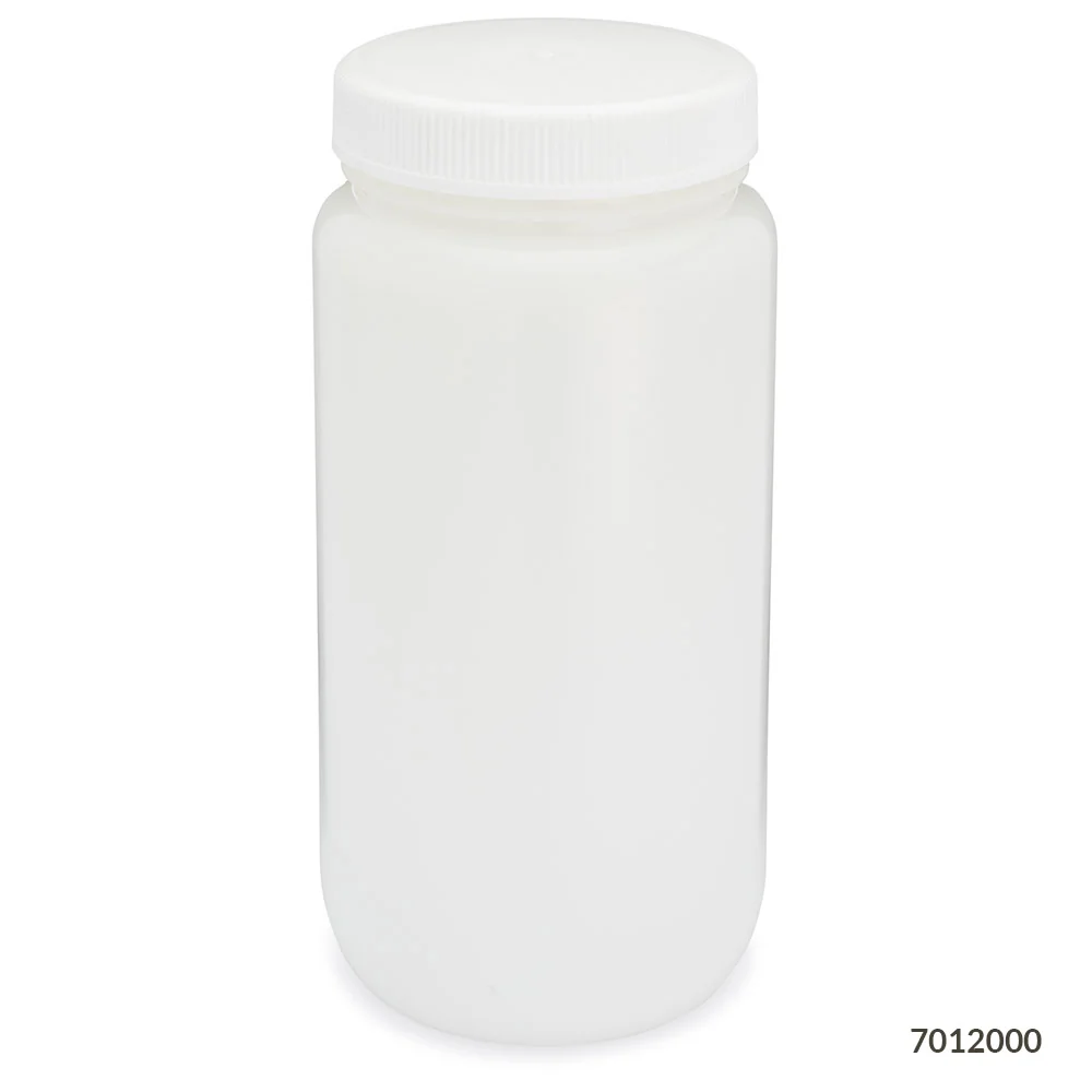Bottle, Wide Mouth, HDPE Bottle, Attached PP Screw Cap, 2 Litres (0.5 Gallons) - CS/6