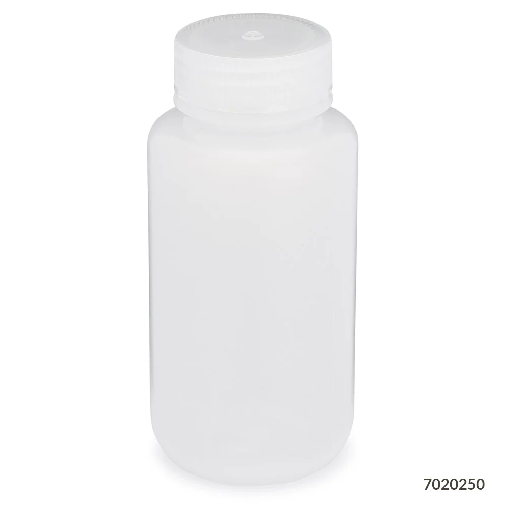 Bottle, Wide Mouth, LDPE Bottle, Attached PP Screw Cap, 250mL, 12/Pack - cs-72