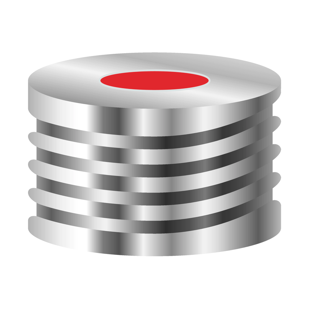 N18 magnetic screw cap, silver, center hole Red Rubber/TEF colorless