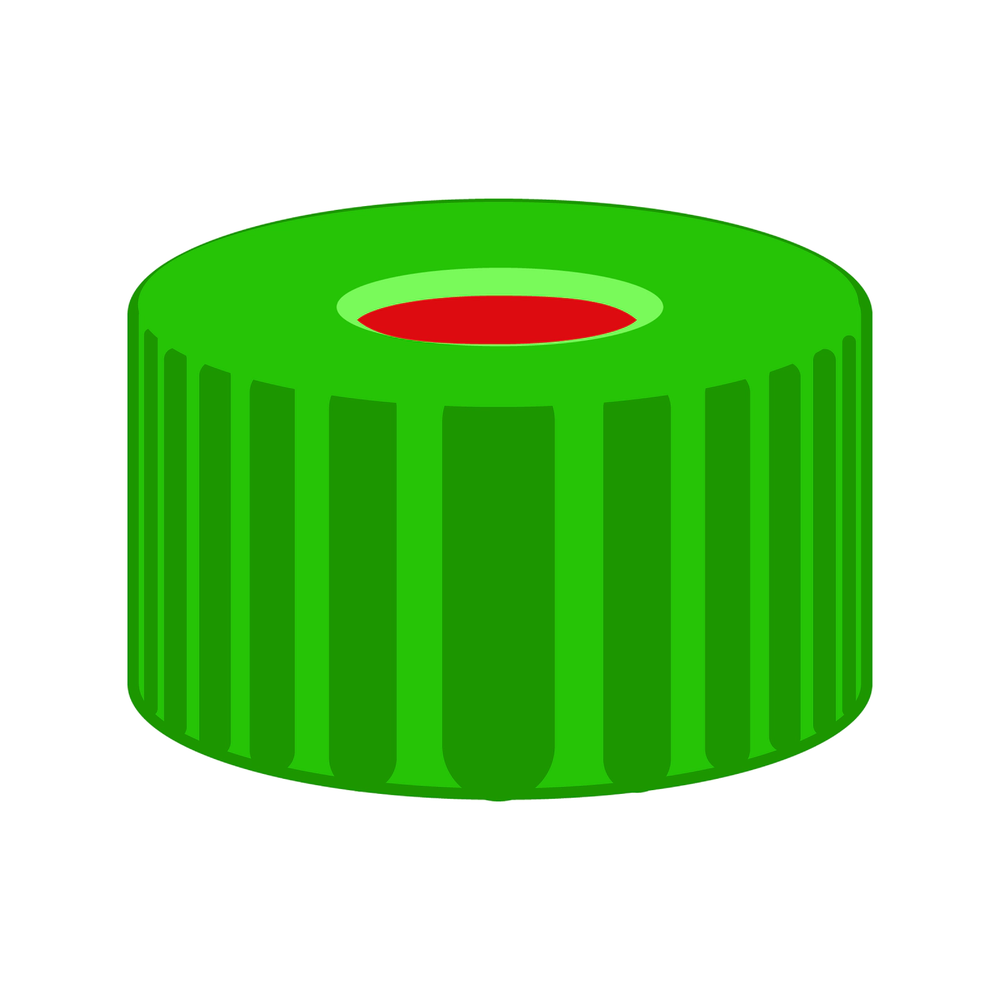 N9 PP screw cap, green, center hole PTFE red/Silicone white/PTFE red