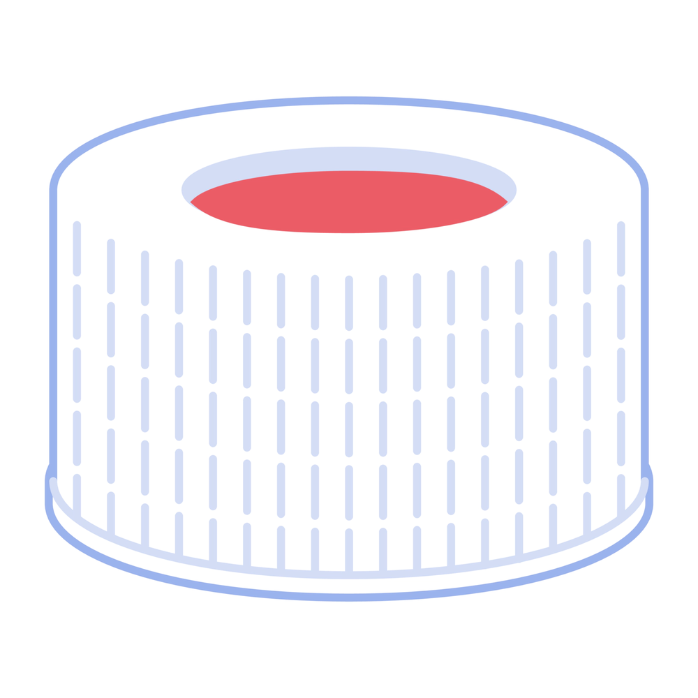 N24 PP screw cap, white, center hole Butyl red/PTFE