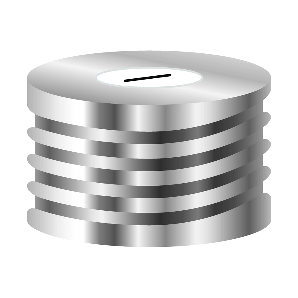 N18 magnetic screw cap, silver, center hole Silicone white/PTFE