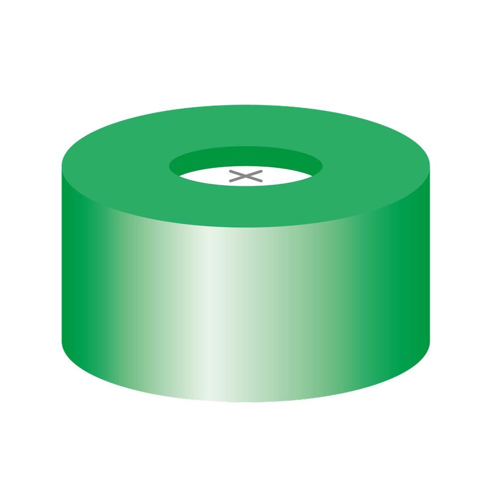 N11 PE snap ring cap, green, center hole Silicone white/PTFE blue