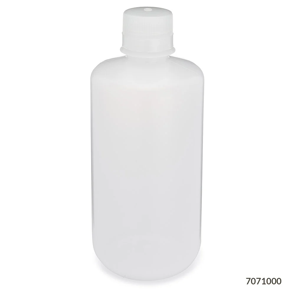 Bottle, Narrow Mouth, LDPE Bottle, Attached PP Screw Cap, 1000mL, 6/Pack - CS/24