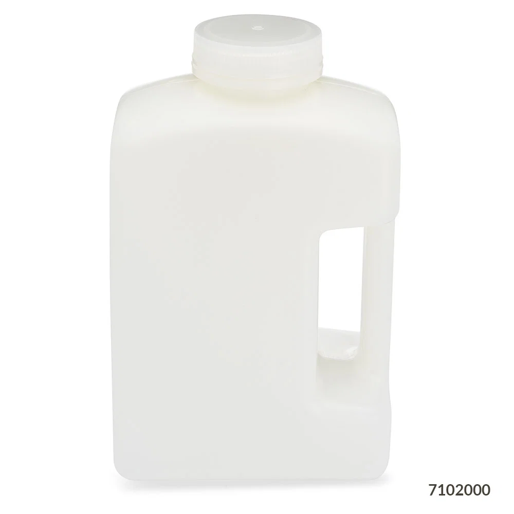 Bottle, Rectangular, Large Format, HDPE Bottle, 63mm PP Screw Cap, 2000mL (64oz), 4/Pack - CS/12