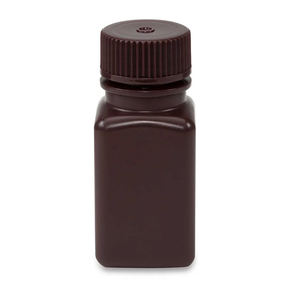 Bottle, Wide Mouth, Square, HDPE, Attached PP Screw Cap, 60mL, 12/Pack - cs-72