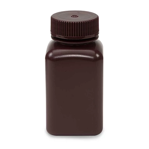 Bottle, Wide Mouth, Square, HDPE, Attached PP Screw Cap, 175mL, 12/Pack - cs/72