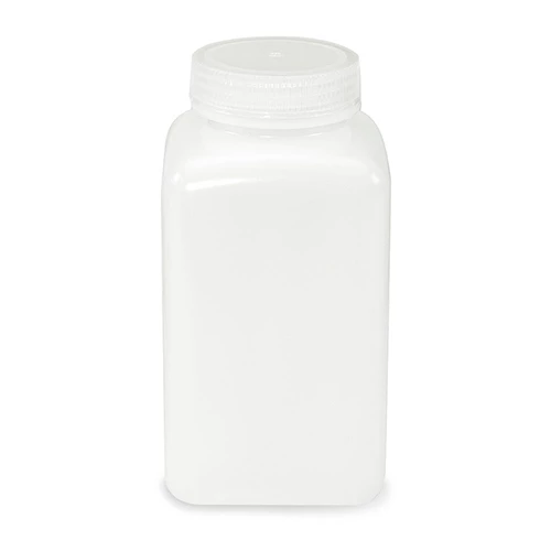 Bottle, Wide Mouth, Square, HDPE, Attached PP Screw Cap, 1000mL, 6/Pack