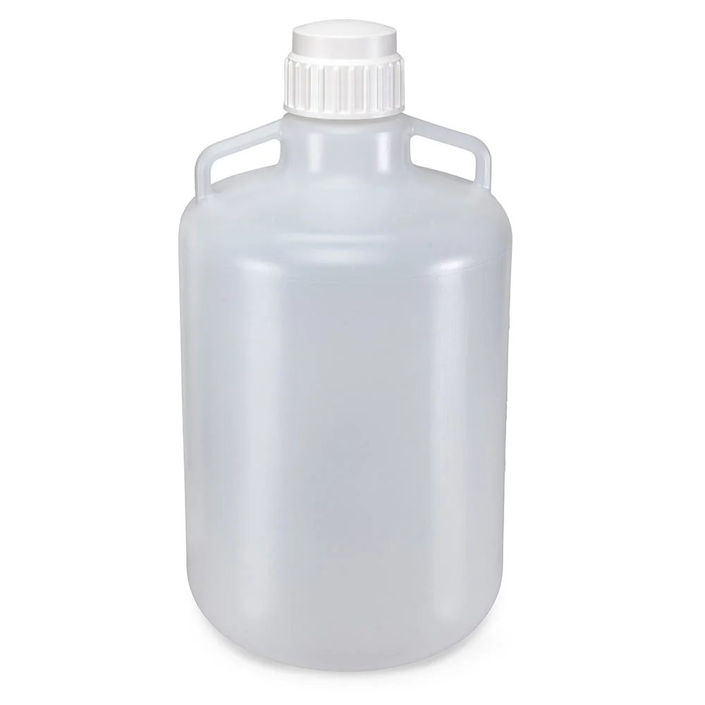 Carboy, Round with Handles, PP, White PP Screwcap, 20 Liter, Molded Graduations, Autoclavable - CS/4