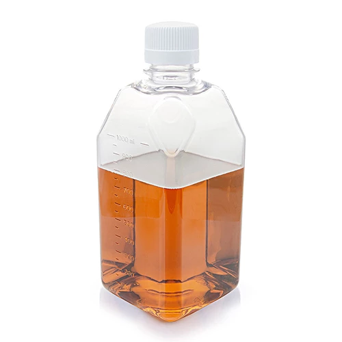Bottle, Square Media, PETG with HDPE Closure, 1000mL, STERILE with Tamper Evident Shrink Band, 12/Shrink Wrapped Tray