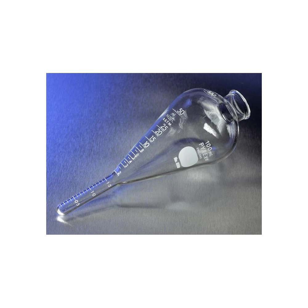 PYREX 100mL Oil Pear-Shaped Centrifuge Tube Lifetime-Red with White Graduations