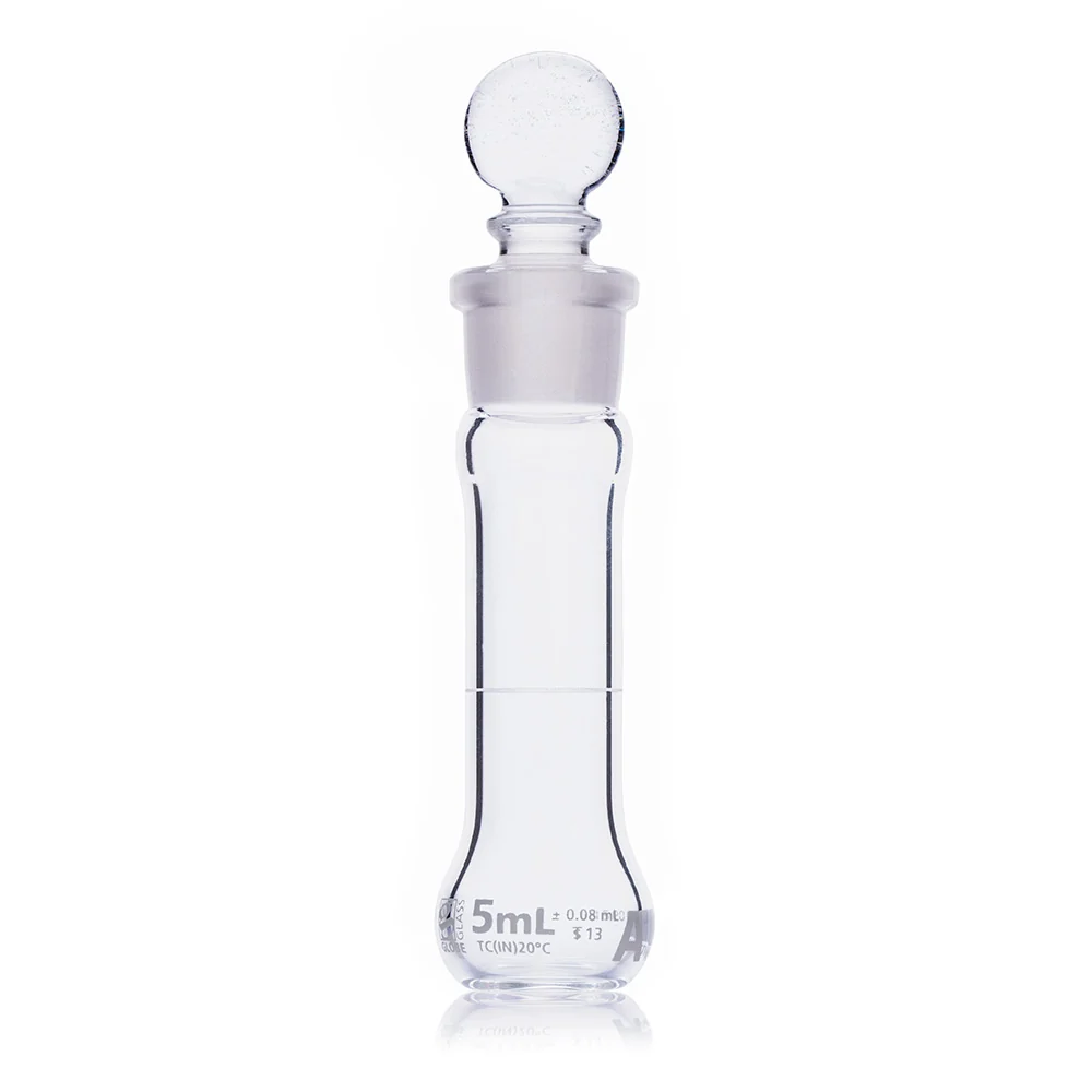Flask, Volumetric, Wide Mouth, Globe Glass, 5mL, Class A, To Contain (TC), ASTM E288, 6/Box