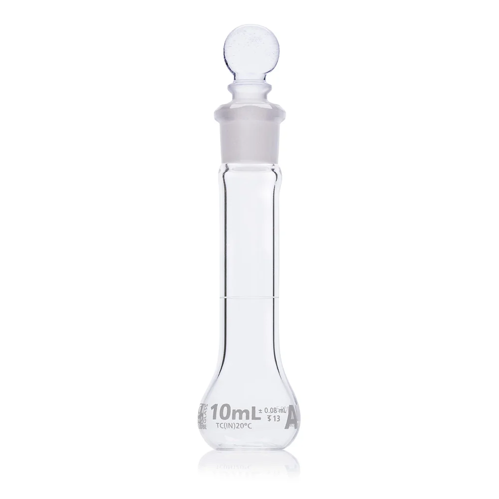 Flask, Volumetric, Wide Mouth, Globe Glass, 10mL, Class A, To Contain (TC), ASTM E288, 6/Box