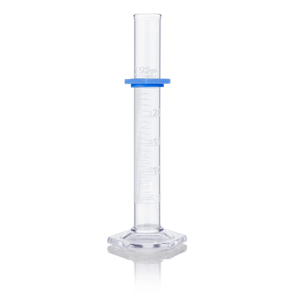 Cylinder, Graduated, Globe Glass, 25mL, Class A, To Deliver (TD), Dual Grads, ASTM E1272, 1/Box - CS/6