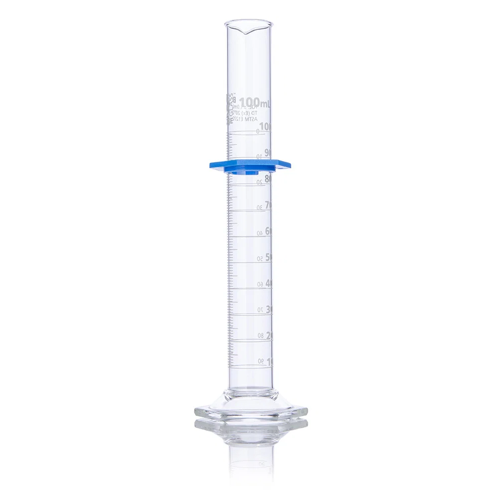 Cylinder, Graduated, Globe Glass, 100mL, Class B, To Deliver (TD), Dual Grads, ASTM E1272, 4/Box - CS/24
