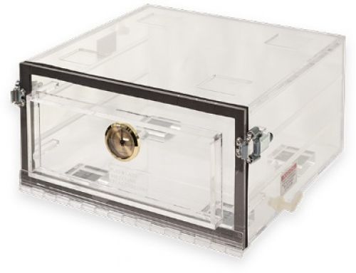 Clear Acrylic Desiccators, 12" x 12" x 6" with 2 Perforated Shelves