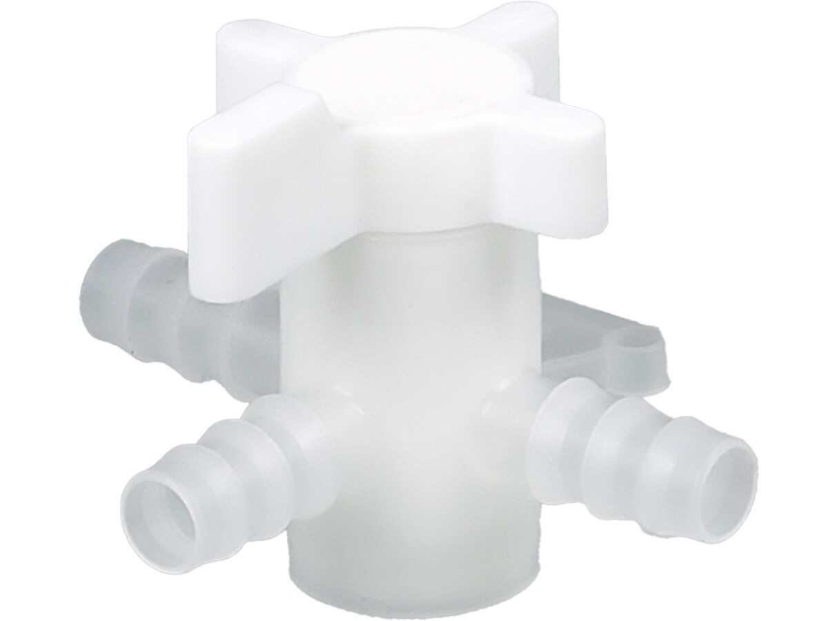 Three-way valve, PVDF, Ø 9-11 mm, NW 8 mm, white