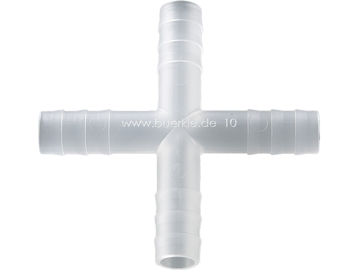 Four-way-connectors PVDF, for Ø 9-11 mm, cylind.
