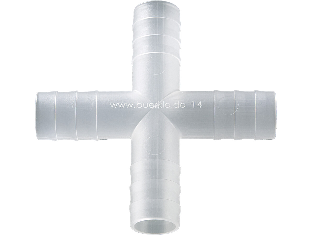 Four-way-connectors PVDF, for Ø 13-15 mm, cylind.