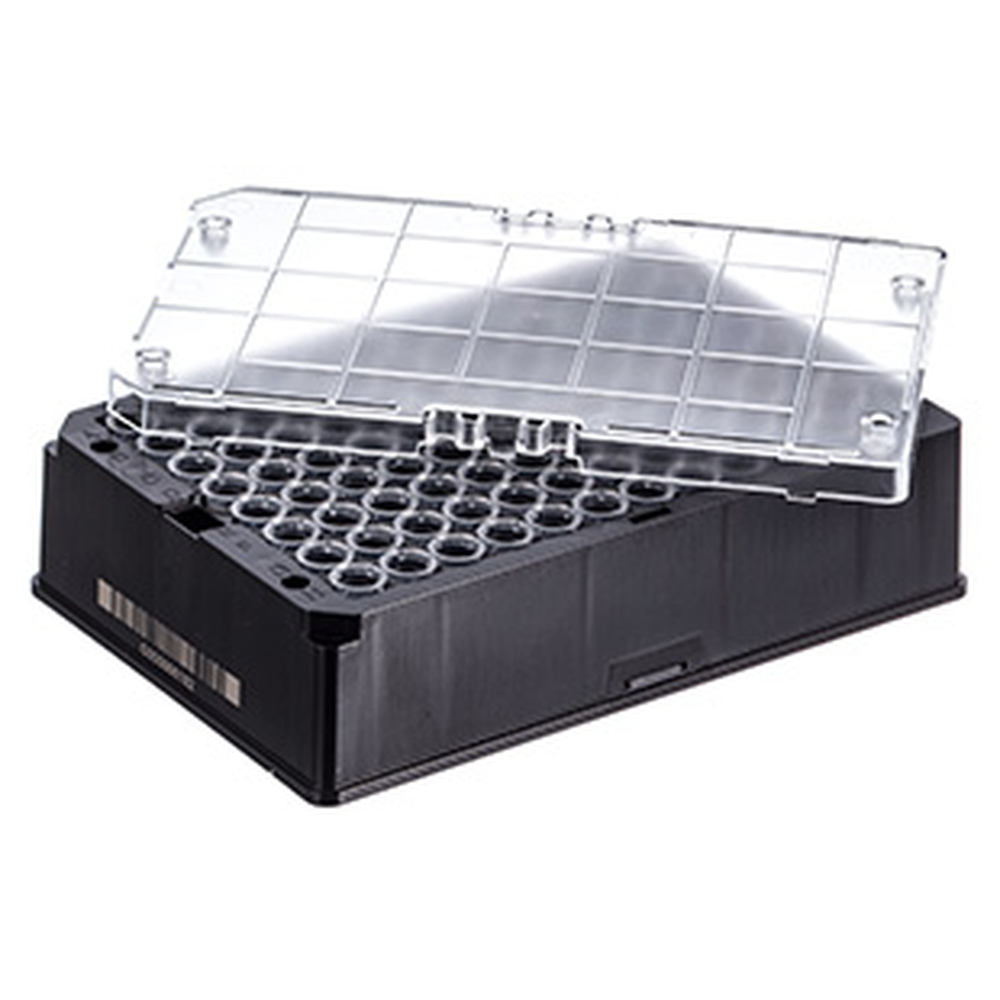 Rack with 96 uncapped 600µl Cryo.s,Datamatrix barcode (generic 2D sequence)
