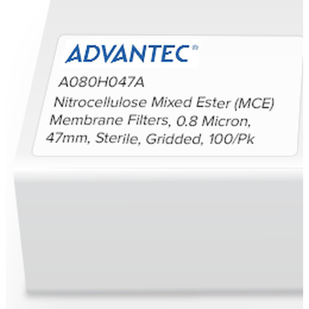 Nitrocellulose Mixed Ester (MCE) Membrane Filters, 0.8 Micron, 47mm, Sterile, Gridded, 100/Pk