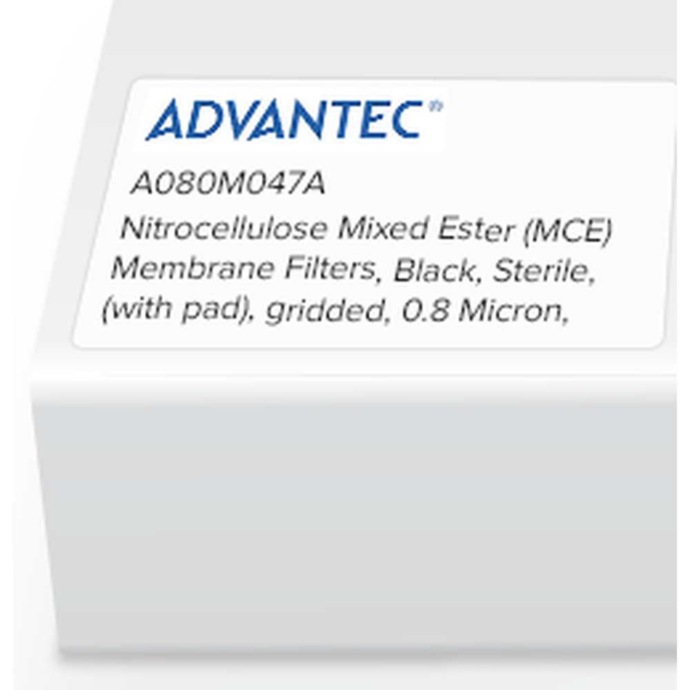 Expired Nitrocellulose Mixed Ester (MCE) Membrane Filters, Black, Sterile, (with pad), gridded, 0.8 Micron, 47mm, 100/Pk