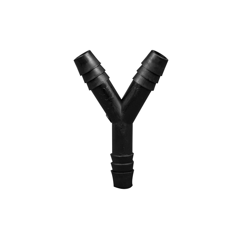 Polypropylene Y-Type Barbed Tubing Connectors (Wye-Shaped), Three 3/8 Inch Barbs, Autoclavable, 100/PK