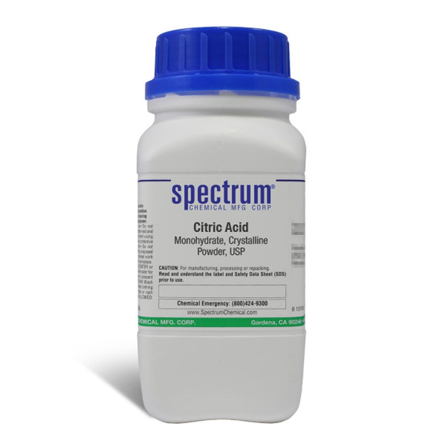 Citric Acid, Monohydrate, Crystalline Powder, USP - 500g
