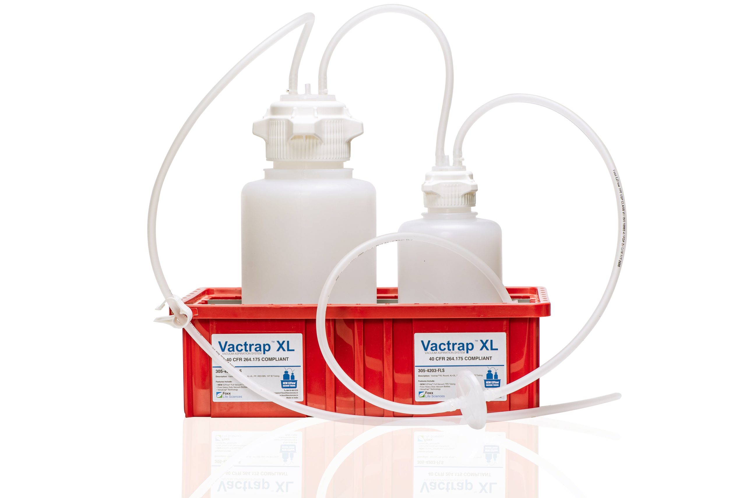 Vactrap™ Round XL, 4L + 2L, PP, RED BIN, 1/4" ID TUBING, 1/EA