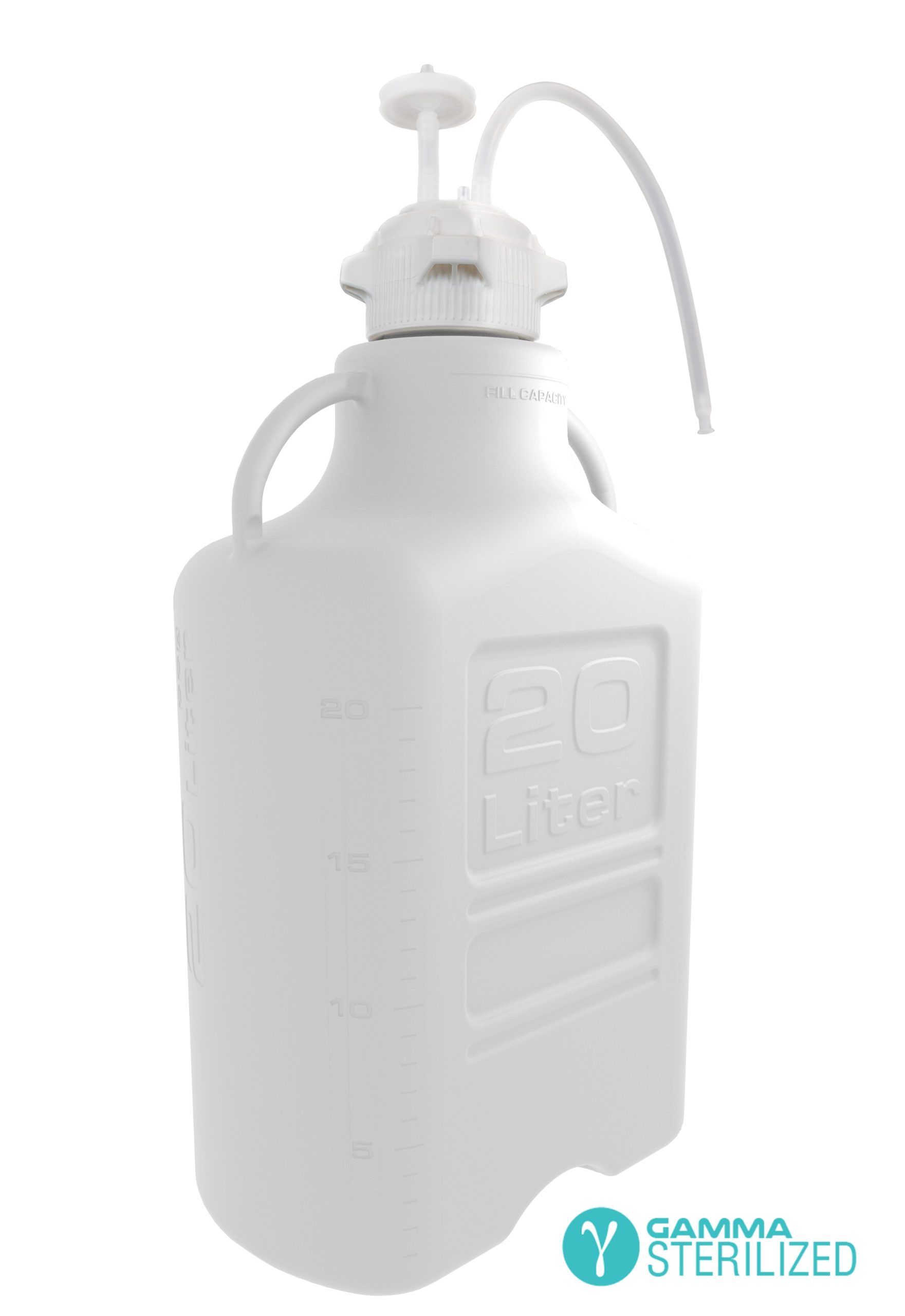 EZBio® Single Use Carboy Assembly, 2.5 L (0.5 Gal) Gamma Sterilized HDPE Carboy for Aseptic Transfer and Sterile Storage with VersaCap 83B (83 mm), Vent and 1/4 in ID TPE Dip Tube, 1/EA
