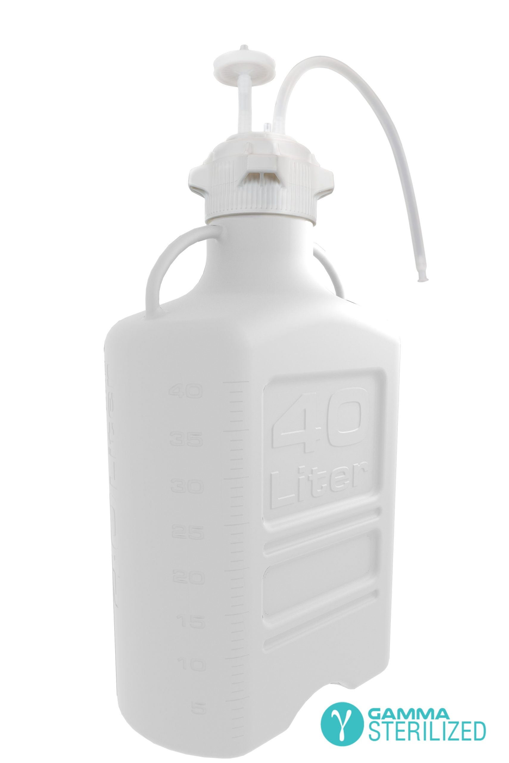EZBio® Single Use Carboy Assembly, 5 L (1 Gal) Gamma Sterilized HDPE Carboy for Aseptic Transfer and Sterile Storage with VersaCap 83B (83 mm), Vent and 1/4 in ID TPE Dip Tube, 1/EA
