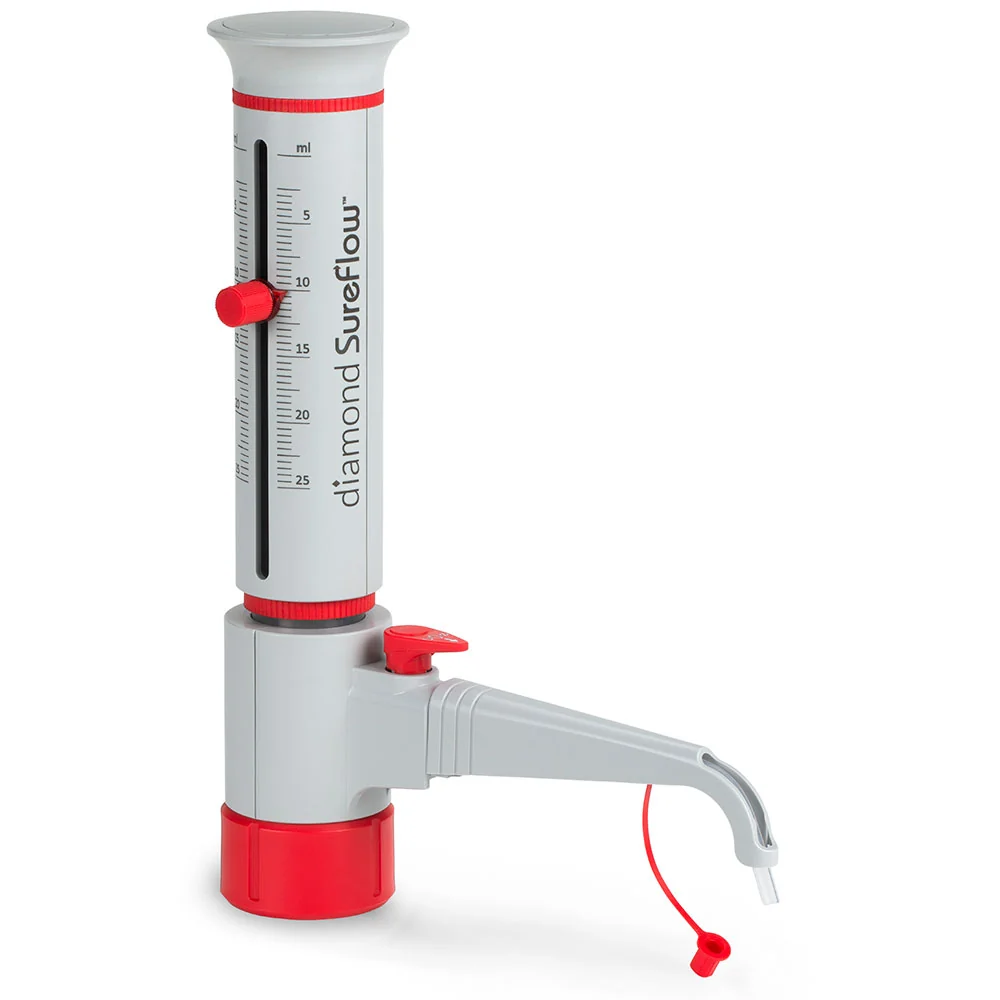 25 Bottle Top Dispenser, Diamond SureFlow, with Recirculation, 2.5mL to 25.0mL, 0.5mL increments