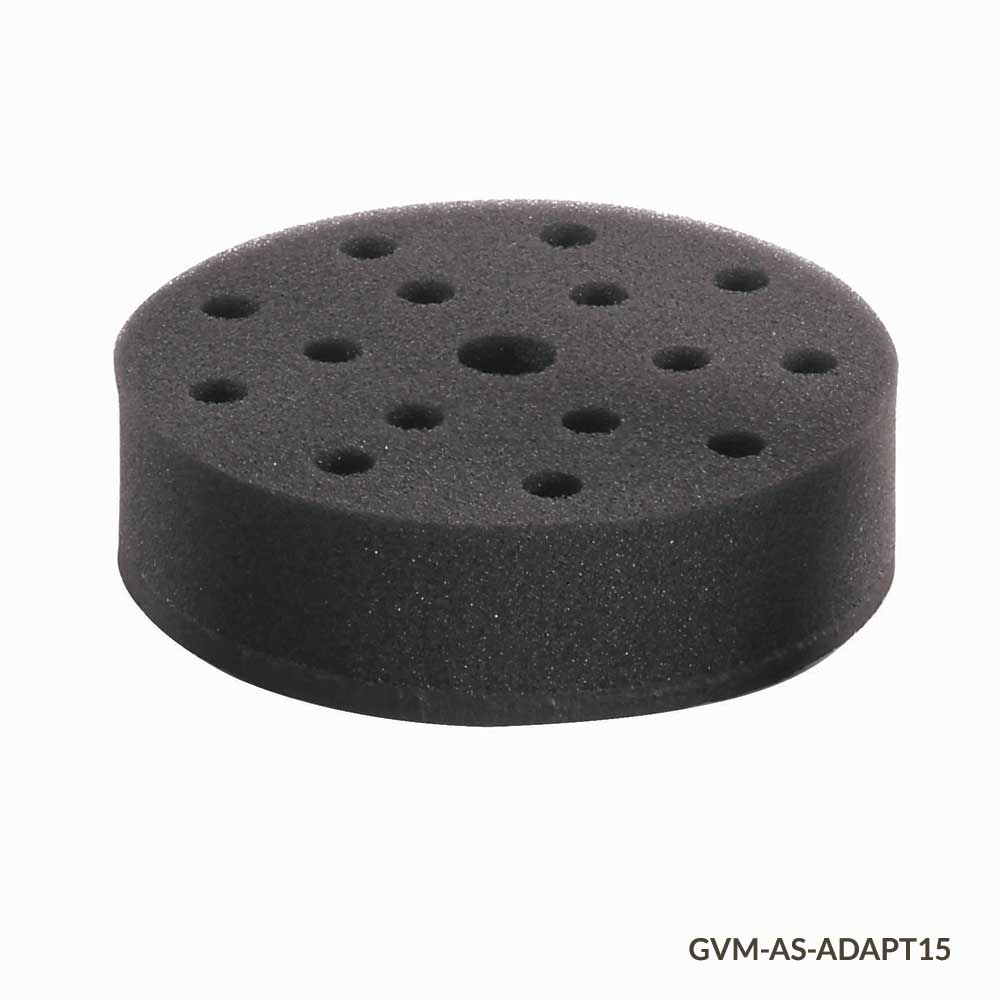 ADAPT15 Tube Holder, Foam, for use with GVM Series Vortex Mixers, 15-Place, for 10mm Tubes (must use with Plate Adapter VM-AS-PLATE or Vortexing Rod VM-AS