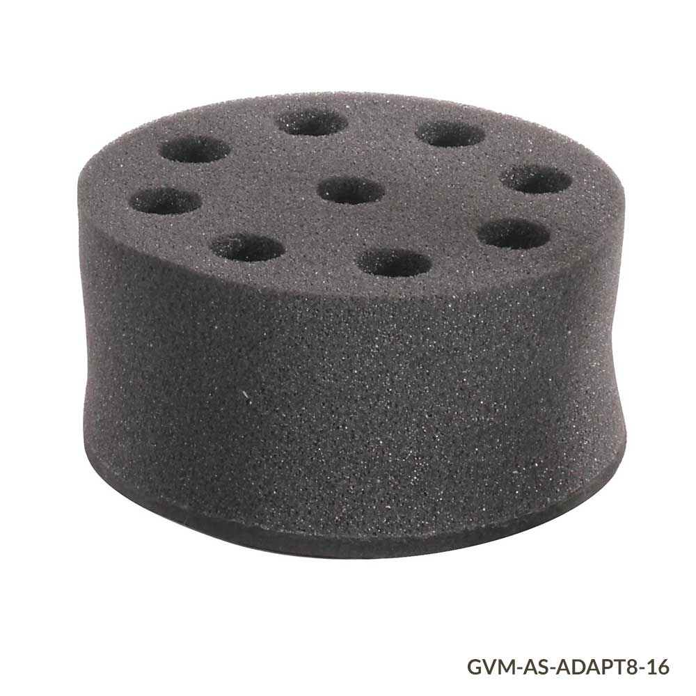 ADAPT8-16 Tube Holder, Foam, for use with GVM Series Vortex Mixers, 8-Place, for 16mm Tubes (must use with Plate Adapter VM-AS-PLATE or Vortexing Rod VM