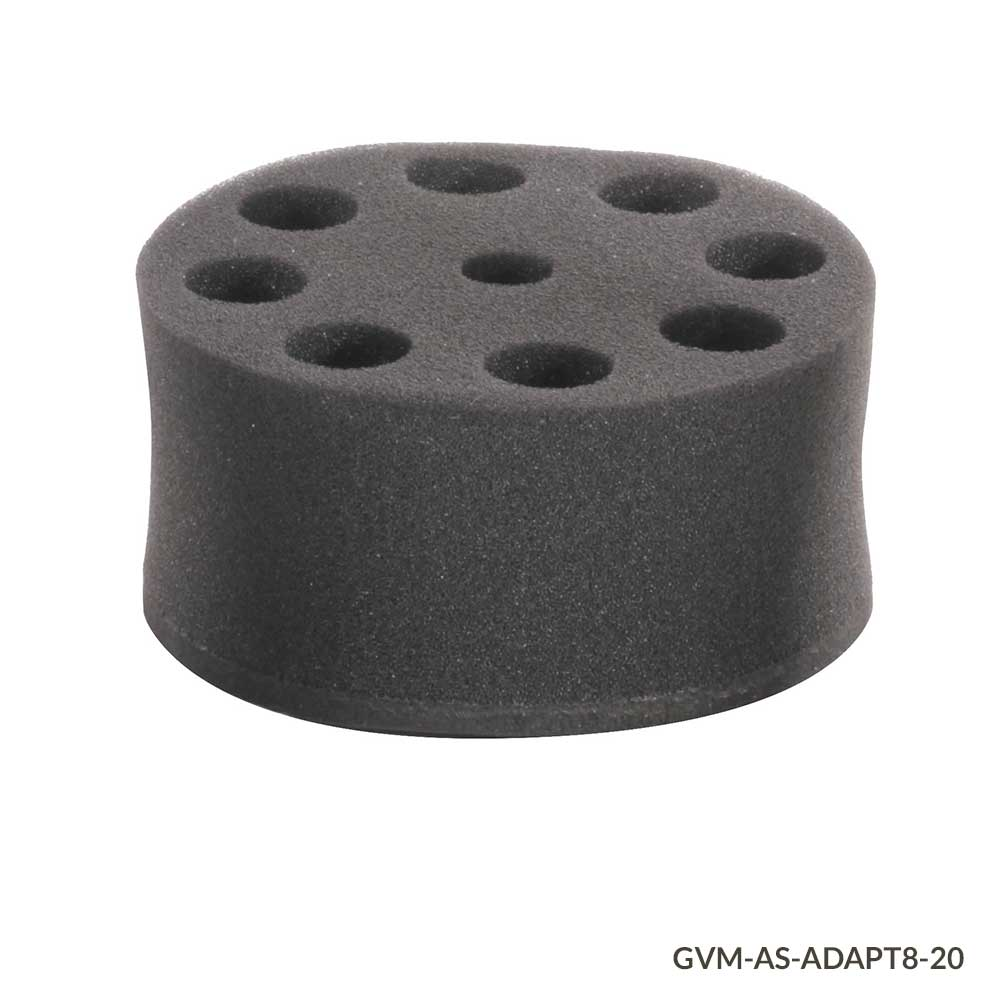 ADAPT8-20 Tube Holder, Foam, for use with GVM Series Vortex Mixers, 8-Place, for 20mm Tubes (must use with Plate Adapter VM-AS-PLATE or Vortexing Rod VM