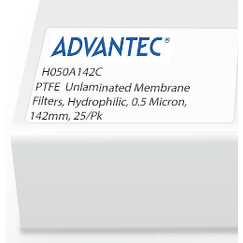 PTFE Unlaminated Membrane Filters, Hydrophilic, 0.5 Micron, 142mm, 25/Pk