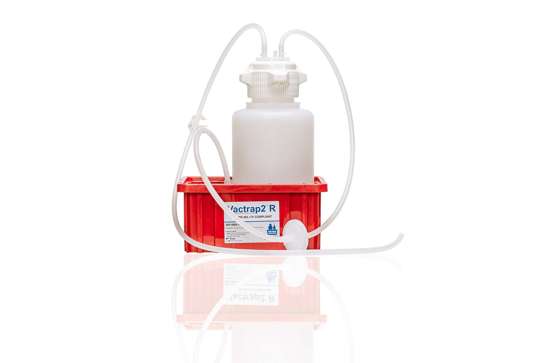 Vactrap™ Round XL, 4L + 4L, PP, RED BIN, 1/4" ID TUBING, 1/EA