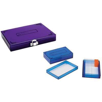 Microscope Slide Box Polycarbonate 100-Place, Purple