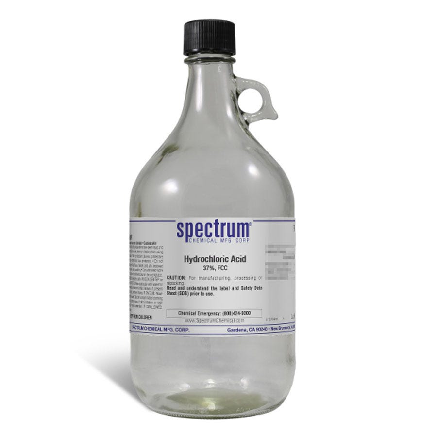Hydrochloric Acid, 37 Percent, FCC - 2.5L (Pack of 4)