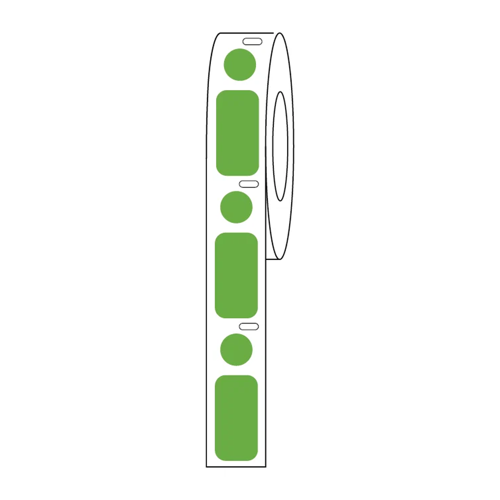 95G Label/Dot Combo Roll, Cryo, Direct Thermal, 24x13mm & 9.5mm Dot, for 1.5mL Tubes, Green