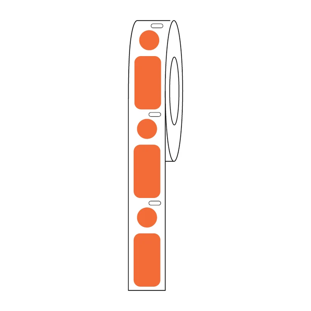95N Label/Dot Combo Roll, Cryo, Direct Thermal, 24x13mm & 9.5mm Dot, for 1.5mL Tubes, Orange