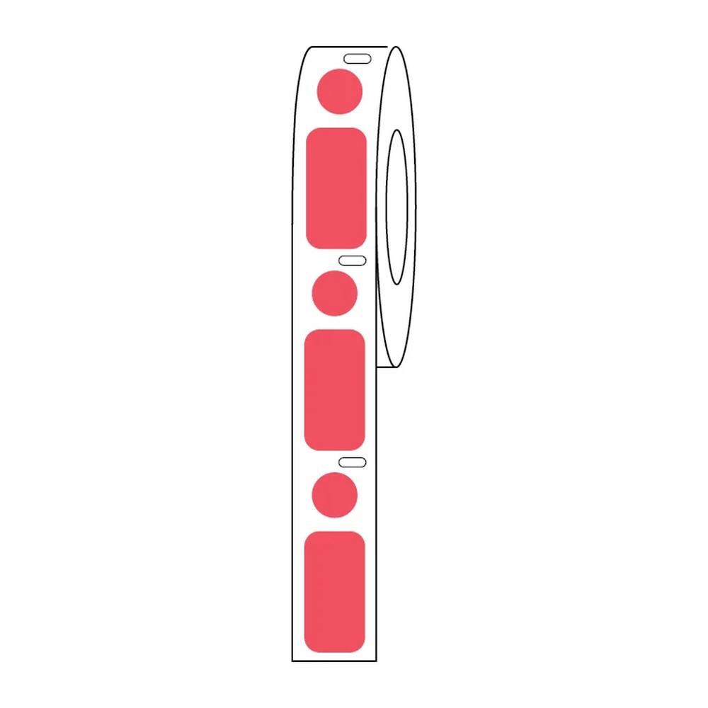 95R Label/Dot Combo Roll, Cryo, Direct Thermal, 24x13mm & 9.5mm Dot, for 1.5mL Tubes, Red