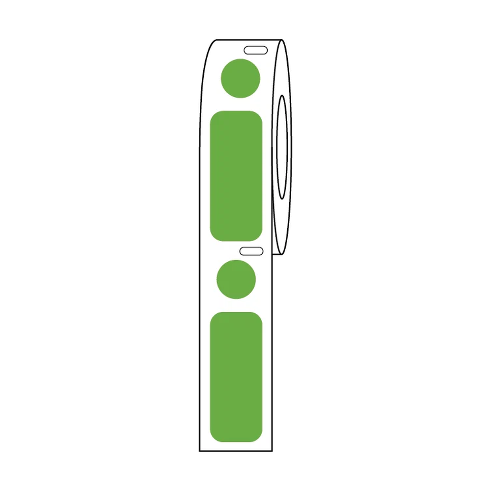 95G Label/Dot Combo Roll, Cryo, Direct Thermal, 33x13mm & 9.5mm Dot, for 2.0mL Tubes, Green