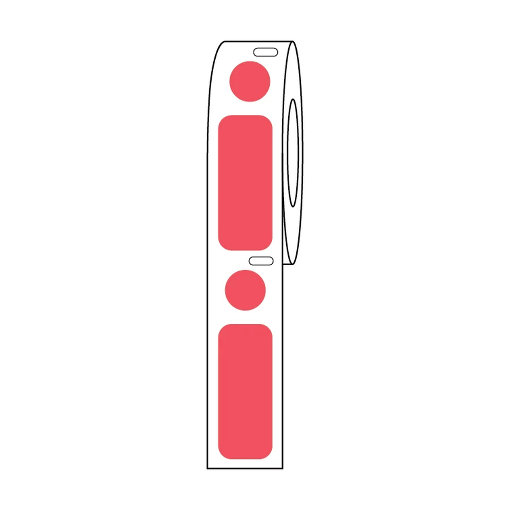 95R Label/Dot Combo Roll, Cryo, Direct Thermal, 33x13mm & 9.5mm Dot, for 2.0mL Tubes, Red