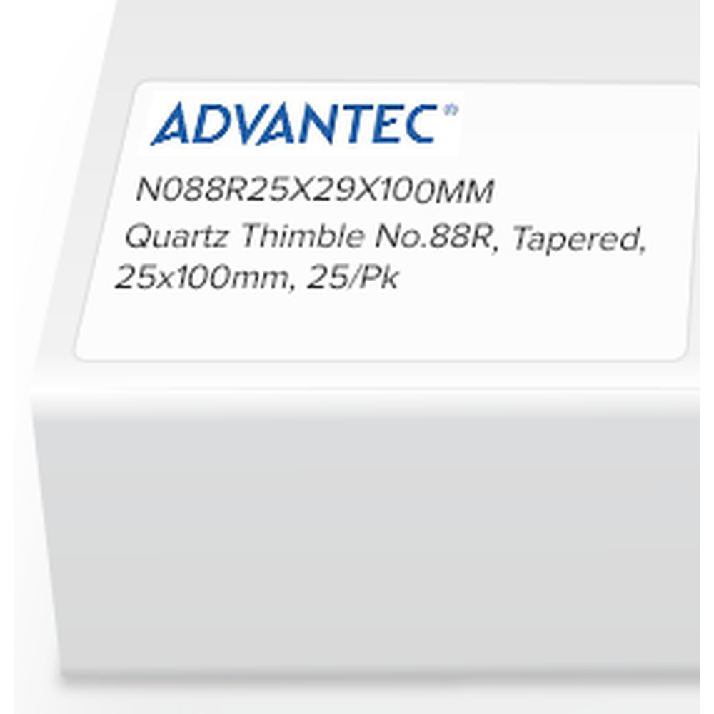 Quartz Thimble No.88R, Tapered, 25 x 100mm, 25/Pk