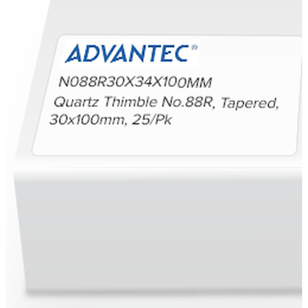 Quartz Thimble No.88R, Tapered, 30 x 100mm, 25/Pk